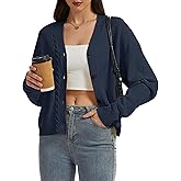 LUXEBOLD Women's Oversized Cardigan Sweater V-Neck Cable Knit Chunky Open Front Sweater Button Down Long Sleeve Coats