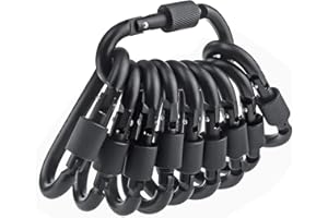 IEBUOBO 10 Pack Aluminum D Ring Key Rings Hiking Clips Locking Carabiner for Hiking Camping Fishing and Outdoor Use，Clips with Screw Gate Multicolored