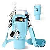 dabria Water Bottle Carrier Bag with Phone Pocket for Stanley 40/30 oz Tumbler Neoprene Water Bottle Holder Pouch with Adjustable Strap Bollus with Straw Cover for Stanley Cup Accessories