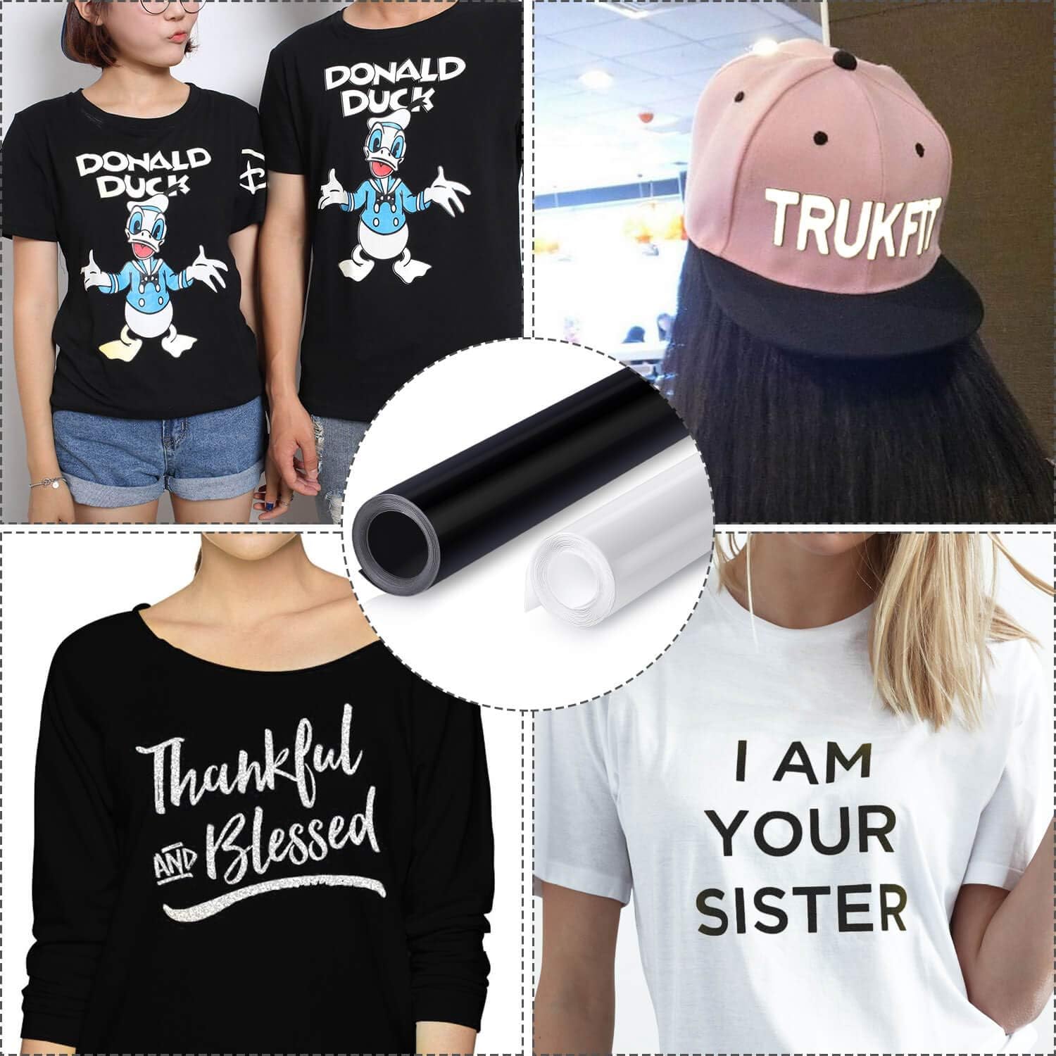 Heat Transfer Vinyl, Selizo 2 Rolls Black and White HTV Iron on Vinyl for T-Shirts, Hats, Clothing, Compatible with Cricut, Cameo, Heat Press Machines, Sublimation (12 Inch by 3.3 Feet Per Roll): Arts, Crafts & Sewing