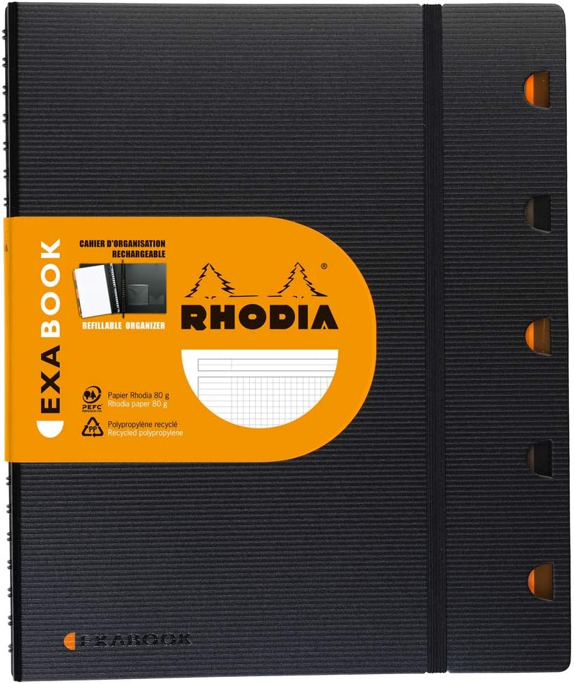 RHODIA 132142C - Exabook Black A4+ Refillable Organizer Notebook, Black 5/5 ruling, A4+ Organiser