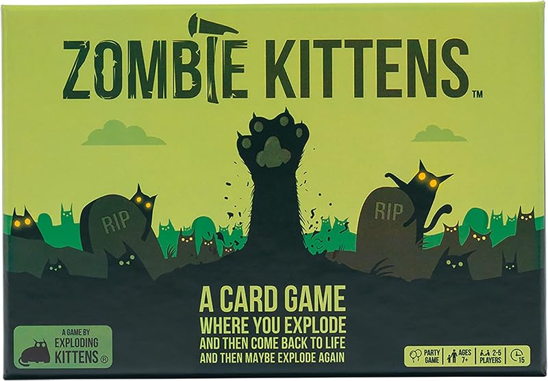 Exploding Kittens Zombie Kittens Card Game 2-5 Players Ages 7+ 15 Min