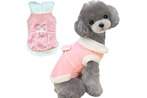 Jecikelon Bowtie Dog Cold Weather Coat Fleece Lining Warm Pet Puppy Turtleneck Dogs Winter Coats for Small Dogs Jacket with D-Ring Leash (Medium, Pink)