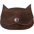 Hide & Drink, Cat Shape Wallet Handmade from Full Grain Leather - Bourbon Brown