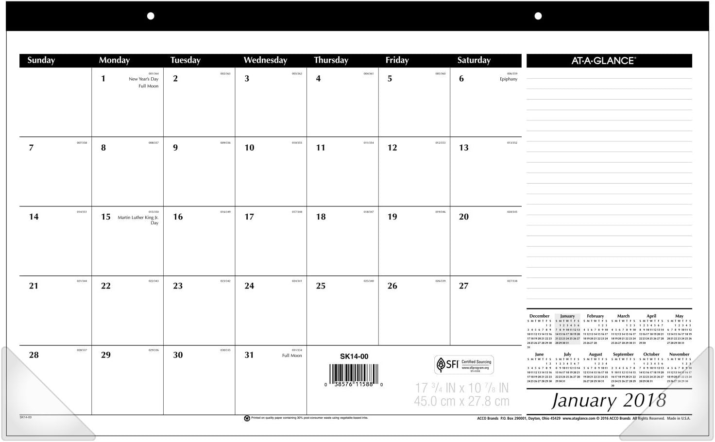 Best at-a-glance desk calendar 2018