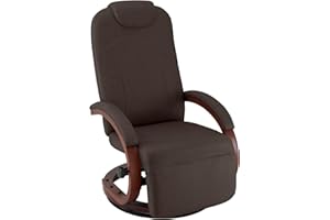 Camper Comfort 25'' RV Euro Chair Recliner with Footrest, Manual Recline, 360° Swivel, Wood Base (1, Chocolate)