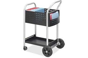 Safco Scoot Mail Cart: Durable Steel Design Holds up to 75 Legal-Sized Folders, Swivel Wheels, Silver Accents and Powder Coat Finish