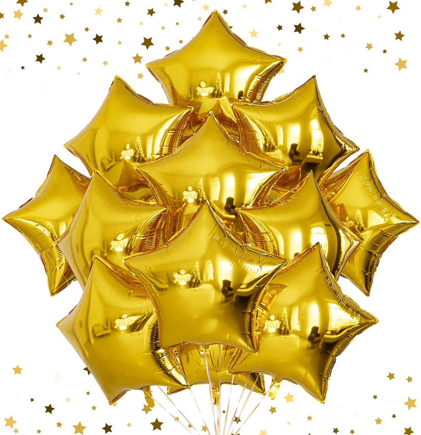 Photo 1 of Adeyoo 20Pcs Gold Star Balloons Foil Balloons,18Inch Large Star Shaped Balloon Mylar Star Helium Balloon for New Year Birthday Wedding Baby Shower Magical Prom Anniversary Party Decorations