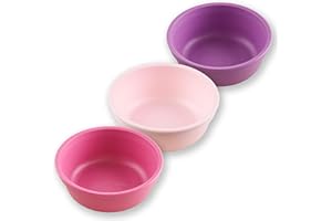 Re-Play 12 oz. Toddler Bowls Set of 3 - Kids Deep-Walled, Durable & Reusable Snack and Meal Bowls, Dishwasher & Microwave Safe, BPA-Free, Made in USA from Recycled Plastic, Princess