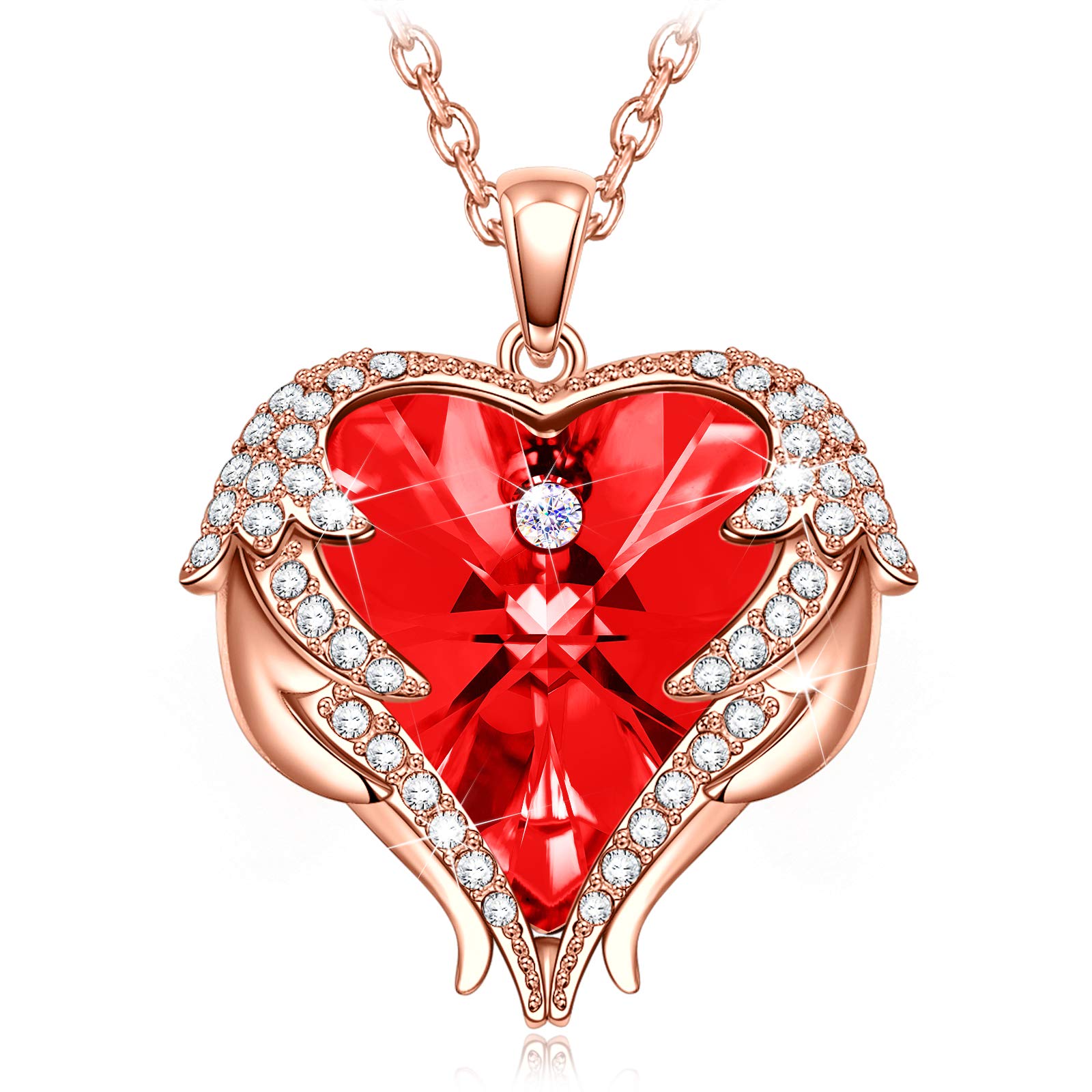 Kate Lynn for Her Necklace for Women Love Heart Pendant Mother's Day Gifts Crystal Angel Wings Necklace for Women Mum Wife Girlfriend Her Ladies Gifts Jewellery Box