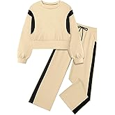 Shallmu Girls Clothes Long Sleeve Stripe Pullover Sweatshirts Top Wide Leg Sweatpants Fall Winter 2 Piece Outfits Sets