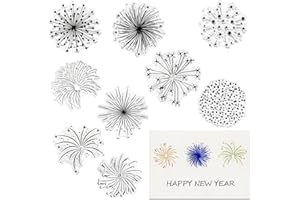 ABTOLS Christmas Firework Star Clear Stamps for Card Making, Snowflake Happy New Year Clear Rubber Stamps Silicone Reusable Stamp for DIY Scrapbooking Paper Craft Album Decoration