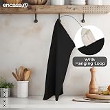 Encasa XO Kitchen Dish Towels Set Black 70x45 cm 4 Pack Waffle Weave view 5