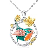 SLIACETE Robin Bird Pendant Necklace 925 Sterling Silver Cute Bird Necklace Jewelry Gifts for Women Bird Lovers