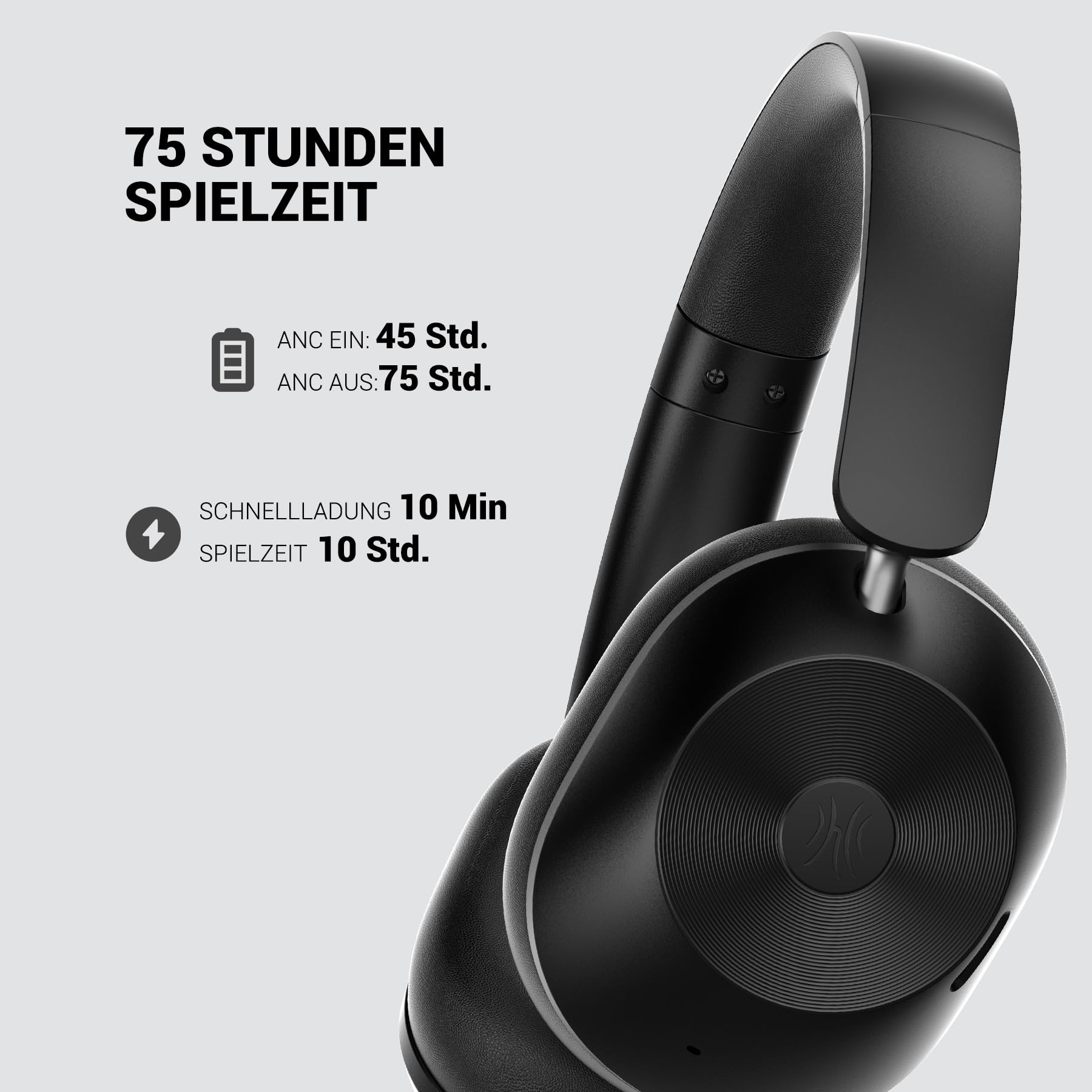 OneOdio A5 Over Ear Kopfhörer Kabellos Bluetooth, Hybrid Aktive Noise Cancelling, Hi-Res LDAC Audio, 75 Std. Akku, Bluetooth 5.4, klare Anrufe, Spielemodus, Schnellladung für PC Reisen Zuhause Büro 4