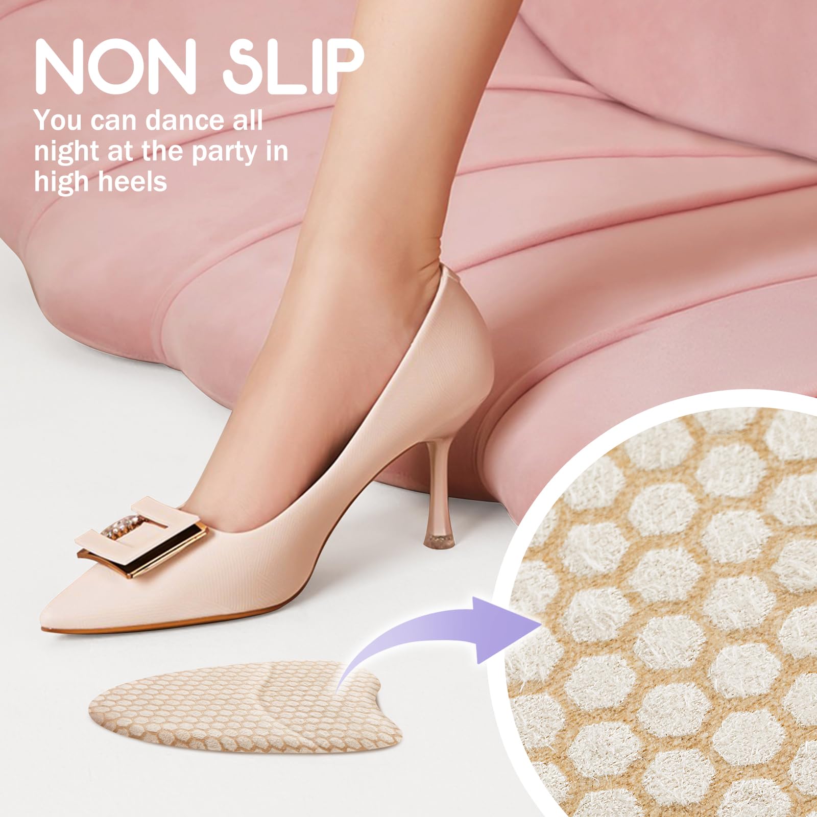 ZAIWOO Metatarsal Pads for Women, Ball of Foot Cushions, Heel Inserts, High Heel Comfort Pads (2 Pairs), Anti Slip, Invisible Design