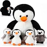 Harrycle Penguin Stuffed Animal Plush 14 Inch Mommy 4 Babies,Lovely Style | Large with Zippered Belly Stores 4 Baby Penguins, Soft Cuddly Plushie for Kids Bedroom Gifts and Cuddle Companion Toy