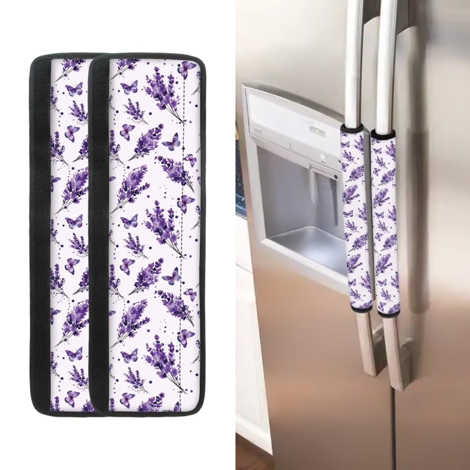 ASQVTIFE Lavender Refrigerator Handle Covers Set of