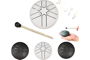 DHAFDLWL Rain Drum for Outside, Steel Tongue Drum Rain Chime, Rain Drum Instrument for Outside, Steel Tongue Drum Rain Chime Waterproof, Steel Tongue Drum 3 Inches 6 Notes, (White, 3 inches)