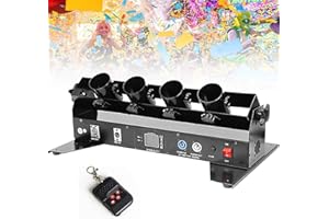 4-Shot Confetti Machine, Professional Electric Confetti Launcher, with Wireless DMX 512 and Remote Control, Confetti Cannon f