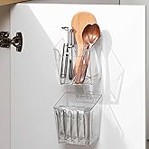 2-Pack Adhesive Cabinet Door Organizer, Hanging Storage Bins, Stick on Small Wall Basket, Bathroom Makeup Organizer, Inside Under Cabinet Storage Container for Kitchen, Pantry Organizer, Office, Dorm