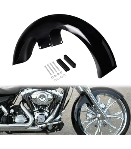 Motobiker Front Fender Spacer Bracket For Harley Touring (1996-2013) - Fits 21" Fenders, Black, Pair With Hardware