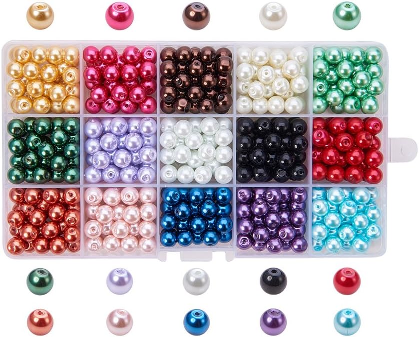 PH PandaHall 460pcs 15 Colours Glass Pearl Beads