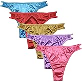 Colorful Star 5 Pack Women's Satin G-string Underwear String Bikini Thongs Panties