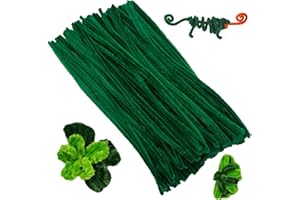 XIAOJING0 100 PCS Chenille Stems for Crafts, Craft Pipe Cleaners s, Thick Pipe Cleaners, Arts Crafts for DIY, Festive Days Decoratio, Craft Projects Creative (Green)