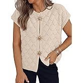 LILLUSORY Womens Sweater Vest Short Sleeve 2026 Summer Button Going Out Sweater Sexy Cute Crop Top Y2k Trendy Cardigans Coat
