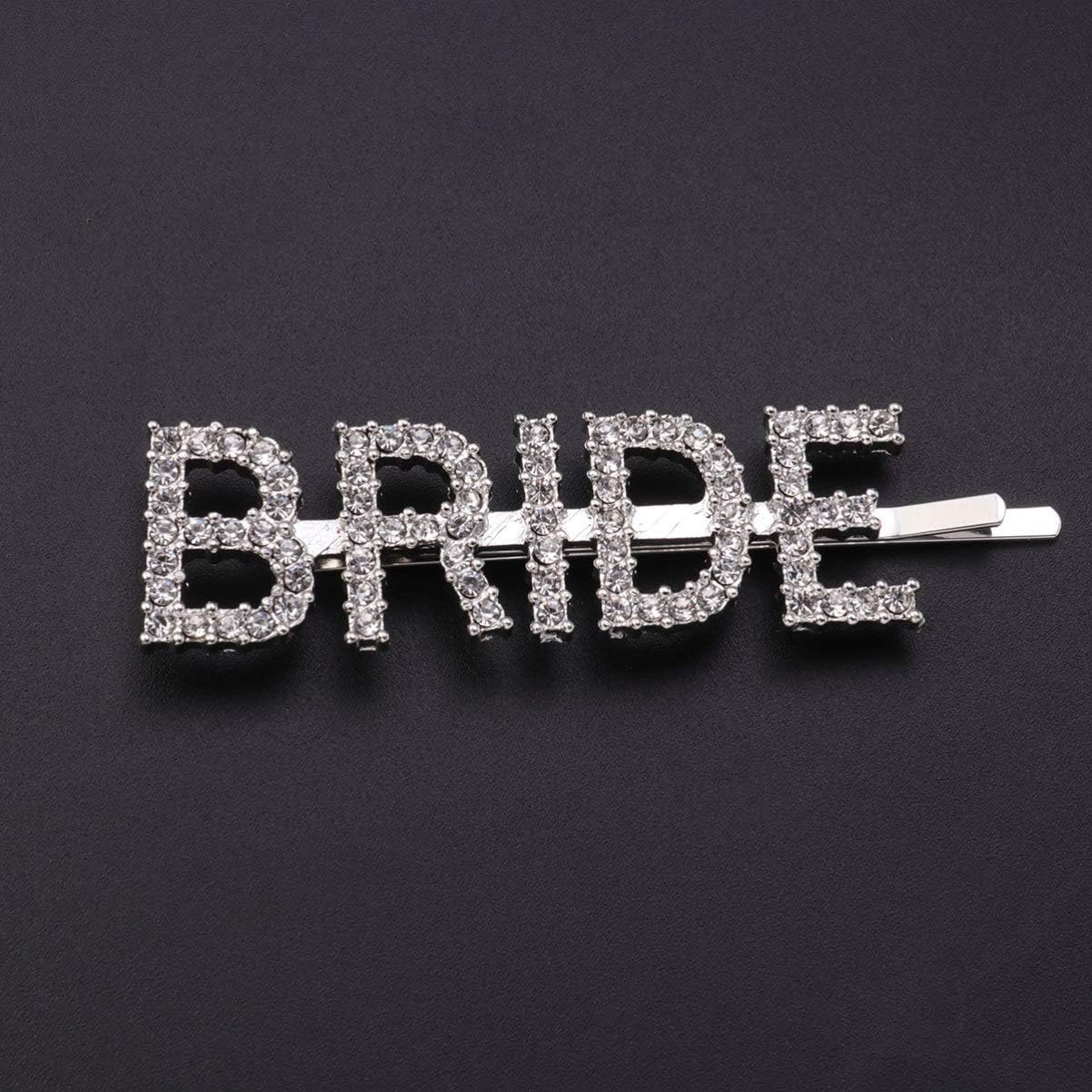 Lurrose 2pcs Letter Shape Hair Clips Rhinestone Hair Pin Bright Elegant Bobby Pin for Girls Women Wedding Guest - Image 3