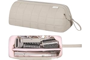 KarSyon Hair Tools Travel Bag Organizer for Dyson Airwrap Case Holder Shark Hair Dryer Flex Style Airstraight Brush Revlon Attachments Carrying Case Flat Curling Iron Bags (Camel)
