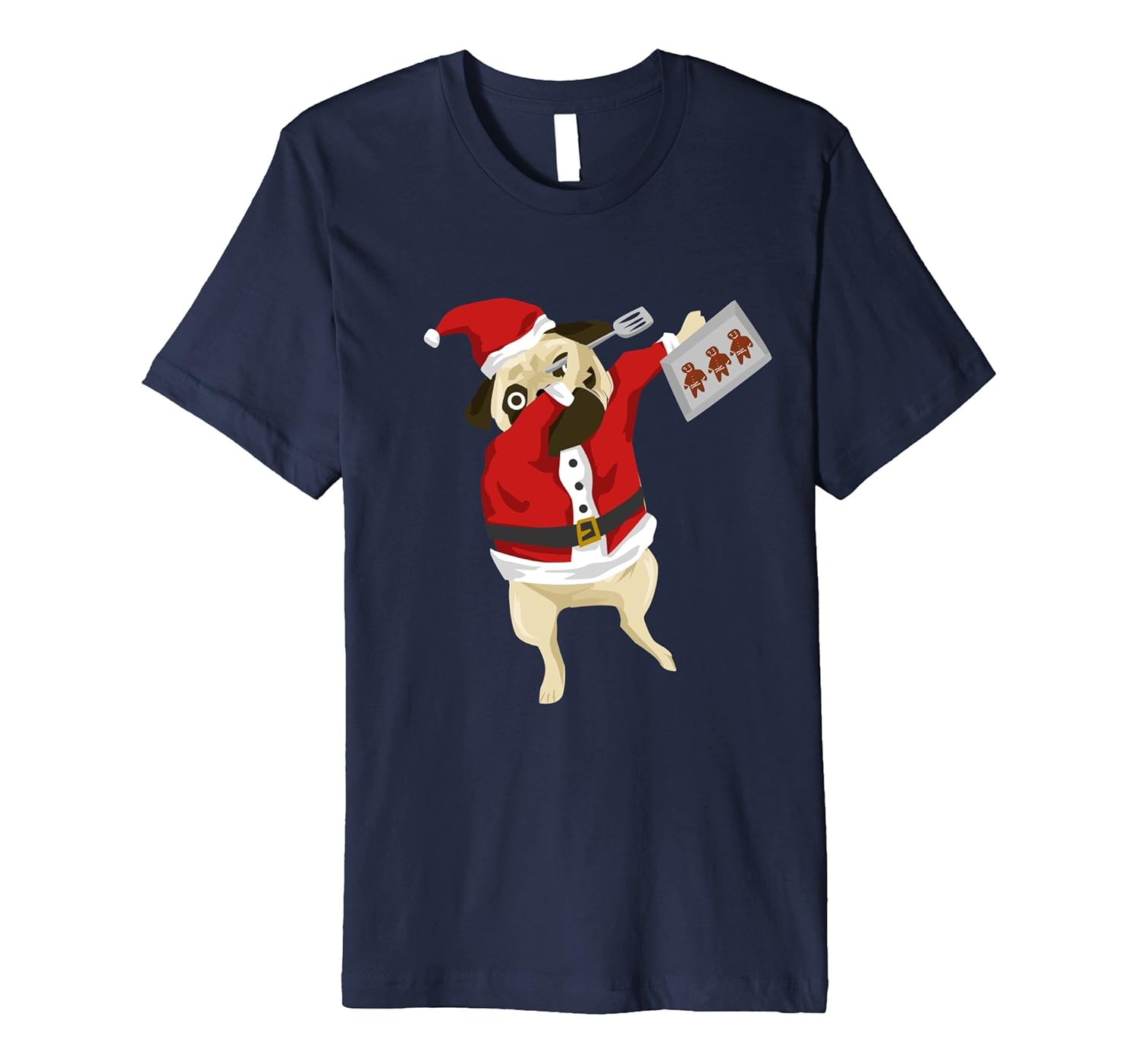 Funny Dabbing Santa Pug Baking Gingerbread Cookies Tshirt-ANZ