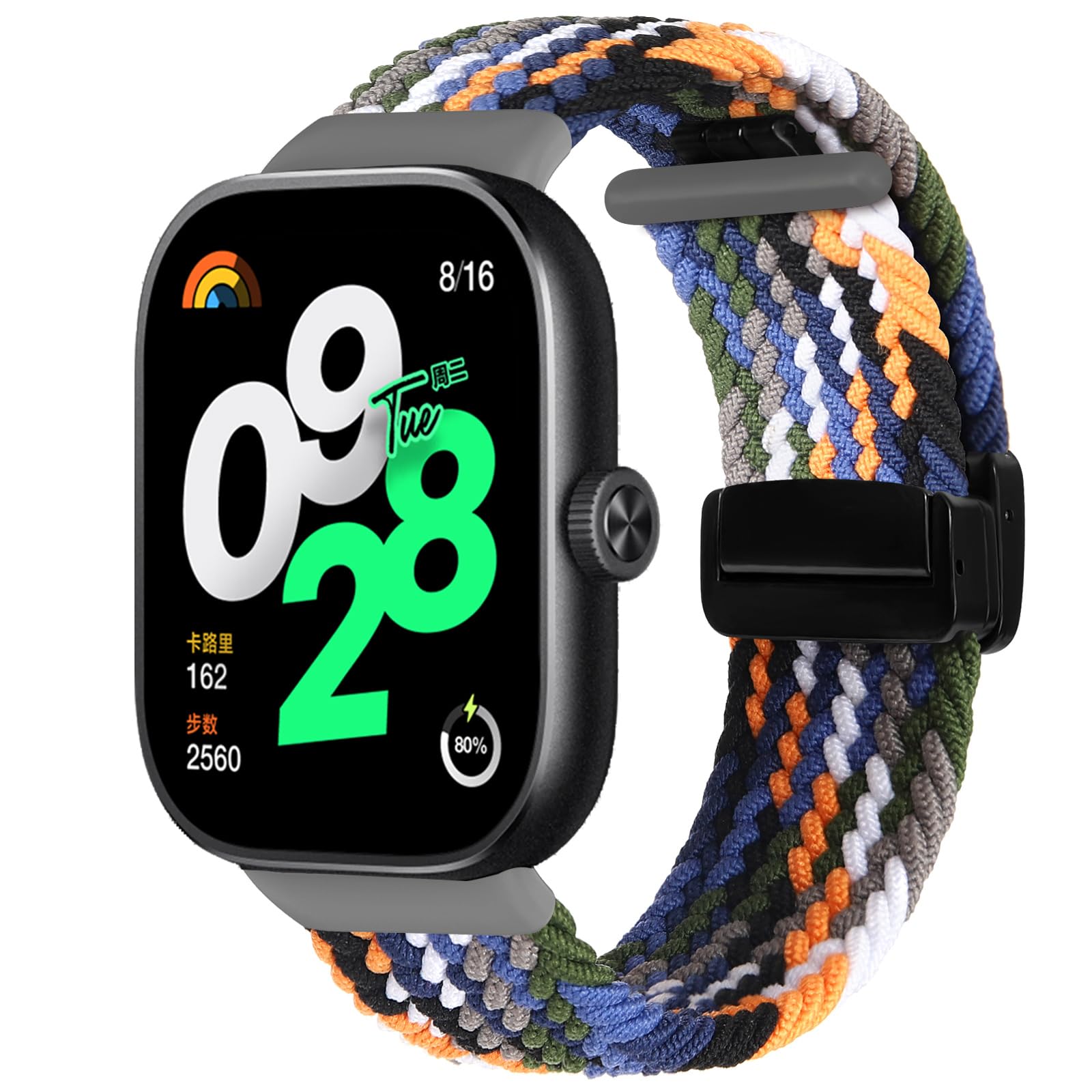 KUTEWEU Braided Strap for Xiaomi Redmi Watch 4 for Men Women, Nylon Sport Elastic Sport Loop Band with Magnetic Clasp for Xiaomi Redmi Watch 4, Breathable Adjustable Straps (Denim)