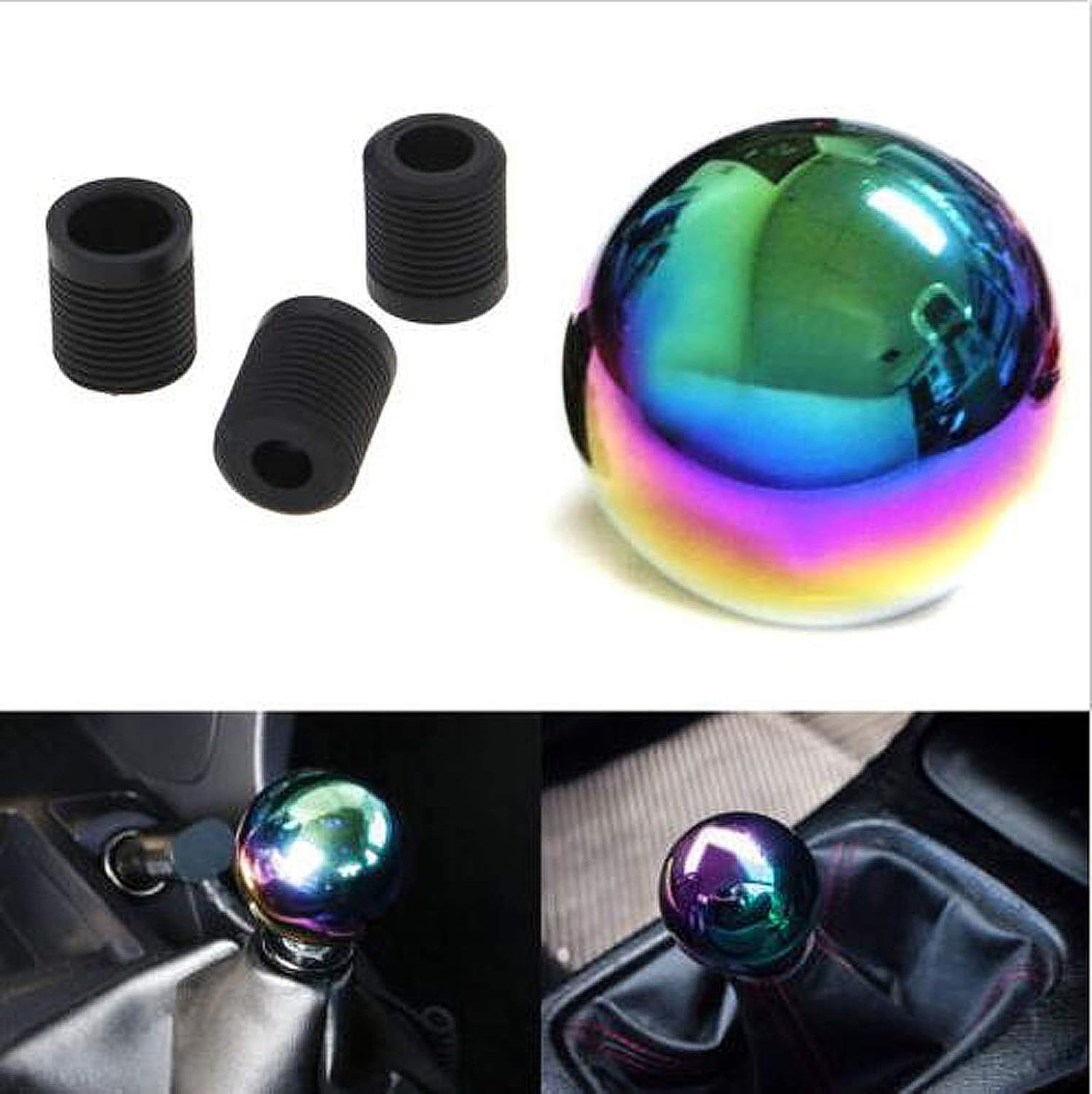 ICBEAMER New Drift Shape Bar Neo Chrome Ball Manual Stick Shift Drive Vehicle Shift Knob [Pack of 1 pc]