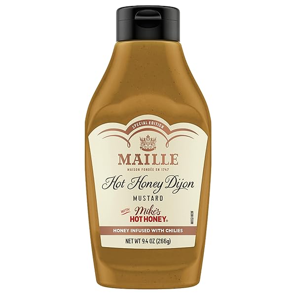 MAILLE X MIKE’S HOT HONEY SPECIAL EDITION SAVORY-SWEET CONDIMENT WITH A SPICY KICK HOT HONEY DIJON MUSTARD GLUTEN-FREE, SHELF-STABLE 9.4OZ