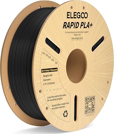 ELEGOO Rapid PLA Plus Filament 1.75mm Black 1kg High Speed 600mm/s