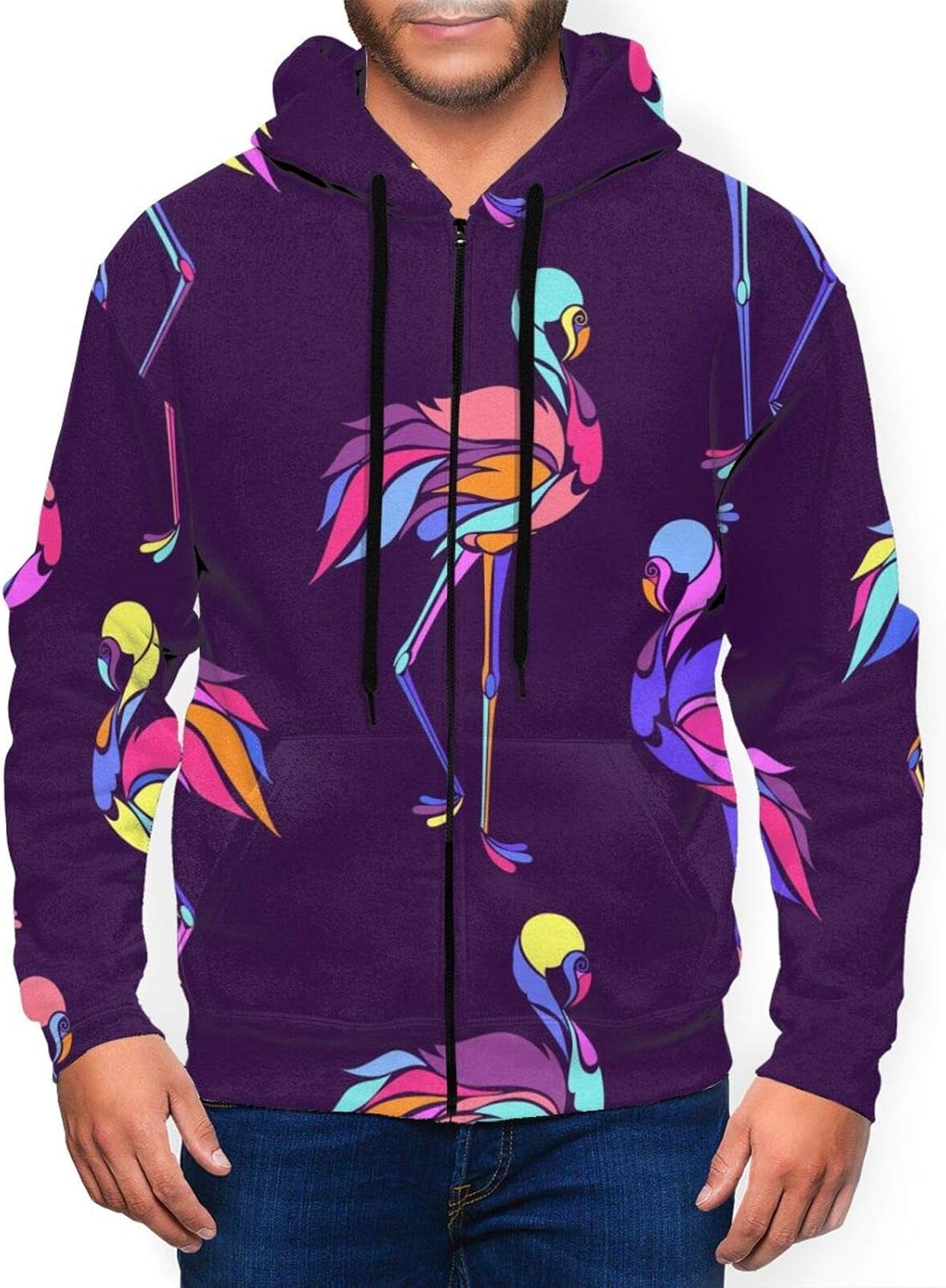 Herren Hoodies Pullover Bunte Flamingos Hoodie 3D Gedruckt Jacke ...