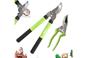 WISELIFETECH Loppers for Tree Trimmer 15" Branch Cutter Bypass Pruning Shears,Rust-Resistant Hand Lopper Up to 1.5" Diameter Cut Capacity,Tree Clippers with Shock-Absorbing Handle,Gardening Pruners Yard Tools