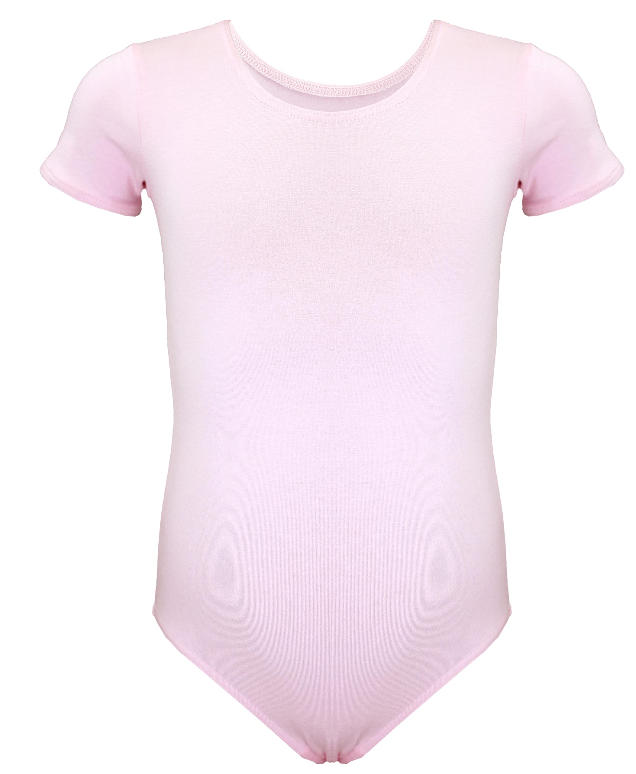 Aquarti Girls' Ballet Leotard Short Sleeve Dance Bodysuit, Pink light, 158