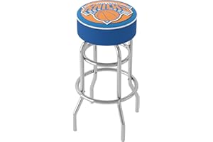 Bar Stool - New York Knicks Logo Stool with Foam Padded Seat - Swivel Chair for Game Room, Garage, or Home Bar by Trademark Global