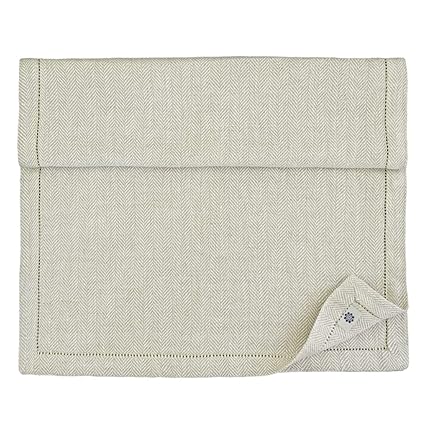 Linen & Cotton Hochwertiger und Eleganter Herringbone Tischläufer Stoff/ Tischband mit Hohlsaum OXFORD - 100% Leinen, 44 x 13