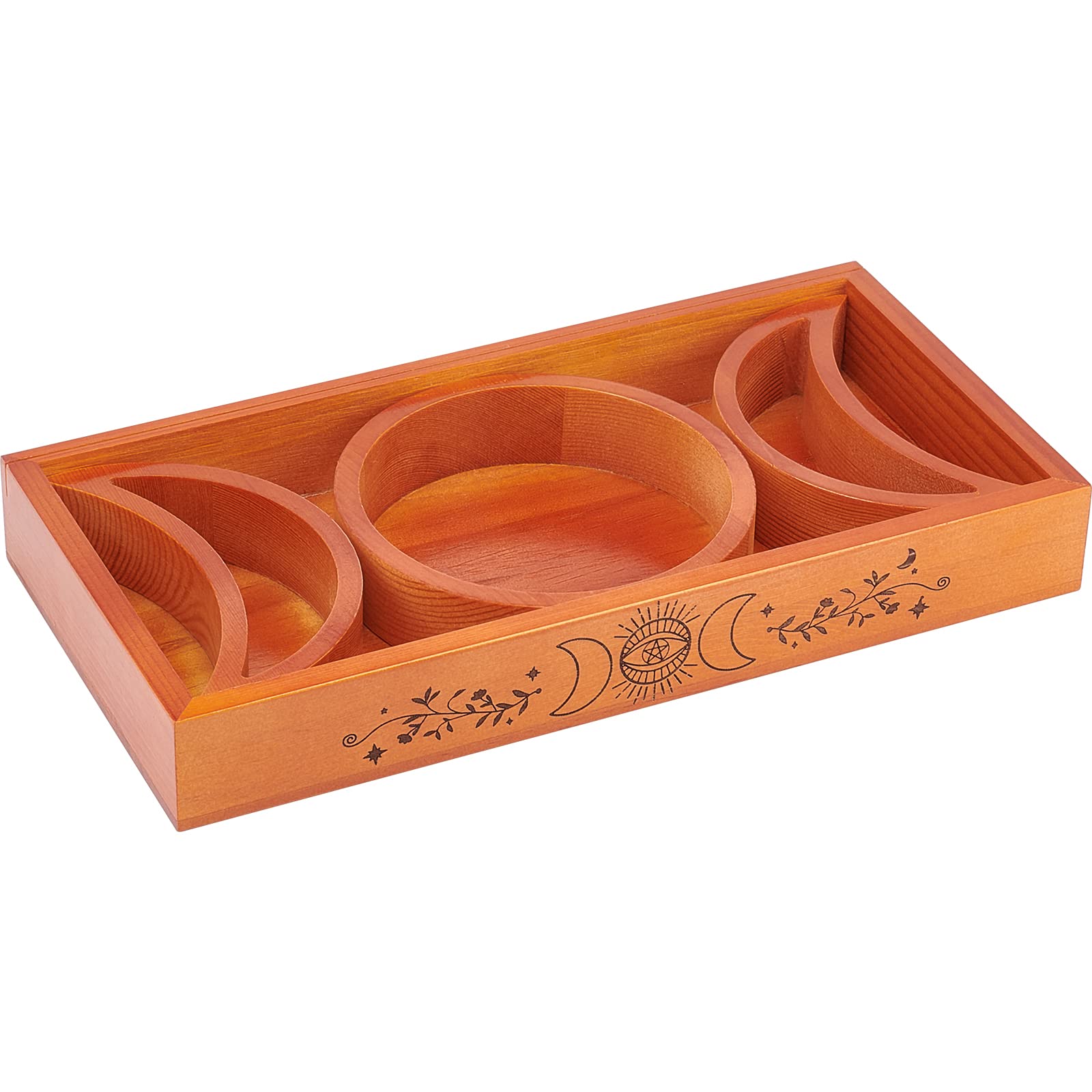 INFUNLY Moon Tray Wooden Crystal Holder for Stones Crystal Display Holder Jewelry Holder Wooden Storage Organizer Box for Rocks Healing Stones Jewelry Home Decorative