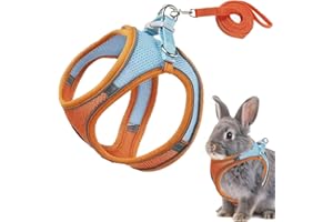 Rabbit Harness and Leash Set Escape Proof, Adjustable Soft Padded Vest, Breathable Mesh Bunny Harness with Reflective Strap, 