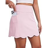 M MOTEEPI Skorts for Woman with Pockets 16" Golf Athletic Skirts Scalloped Hem Tennis Skirt Dressy Casual