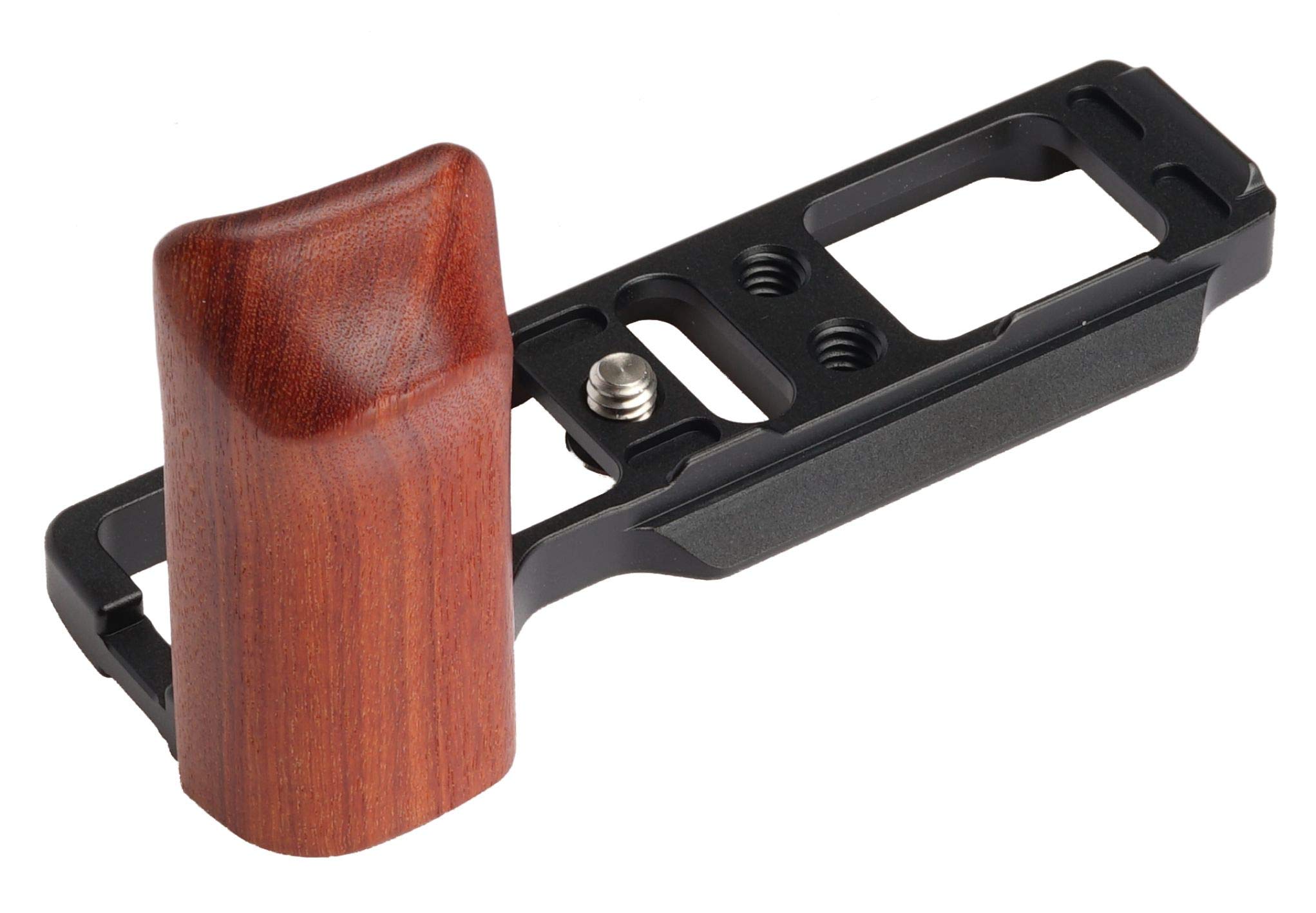 WEPOTO GR GRII Handgrip L-Shape Grip with Quick Release Plate for Arca,Wood Side Handle,compatible with Ricoh GR GRII Cameras -GP-GR2-R