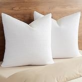 PHF 100% Cotton Waffle Weave Euro Shams 26" x 26", No Filling, 2 Pack Elegant Home Decorative Euro Throw Pillow Covers for Bed Couch Sofa, White