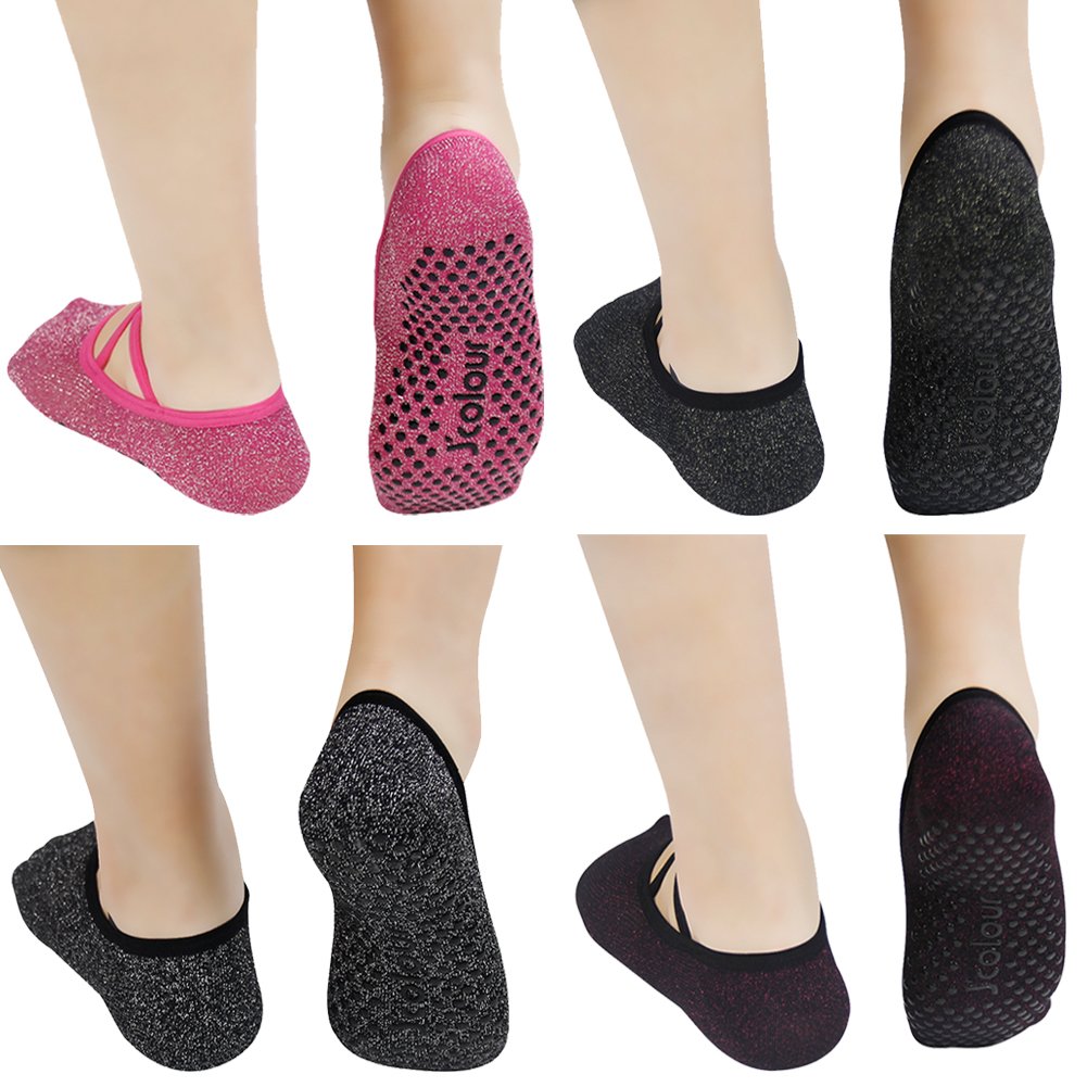 NonSlip Yoga Socks, J'colour Womens Low Cut Non Skid Grip Novelty