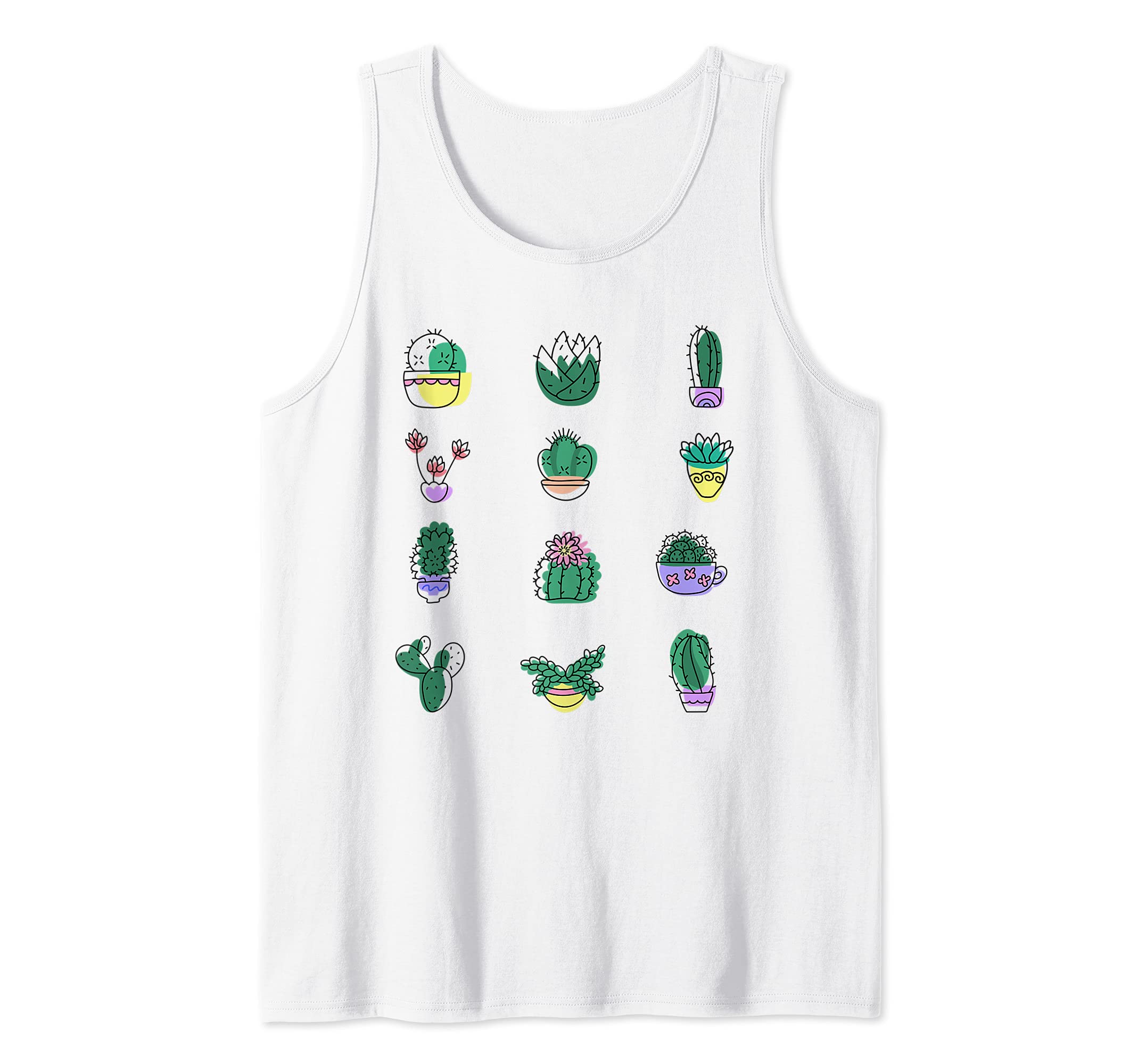 Cute cactus collection, gardening plant lover Tank Top