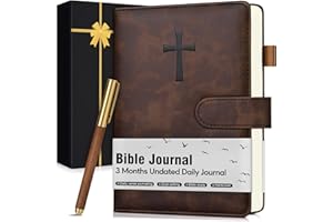 PAPEJOON Leather Christian Bible Journal for Men, Prayer Journal for Scripture Study & Daily Devotional, Undated Church Notes Notebook, Jesus Religious Faith Gifts for Pastor, Graduation, Baptism, Brown